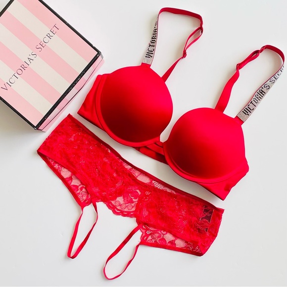 34D MEDIUM Victoria’s Secret red bra set - Picture 1 of 6
